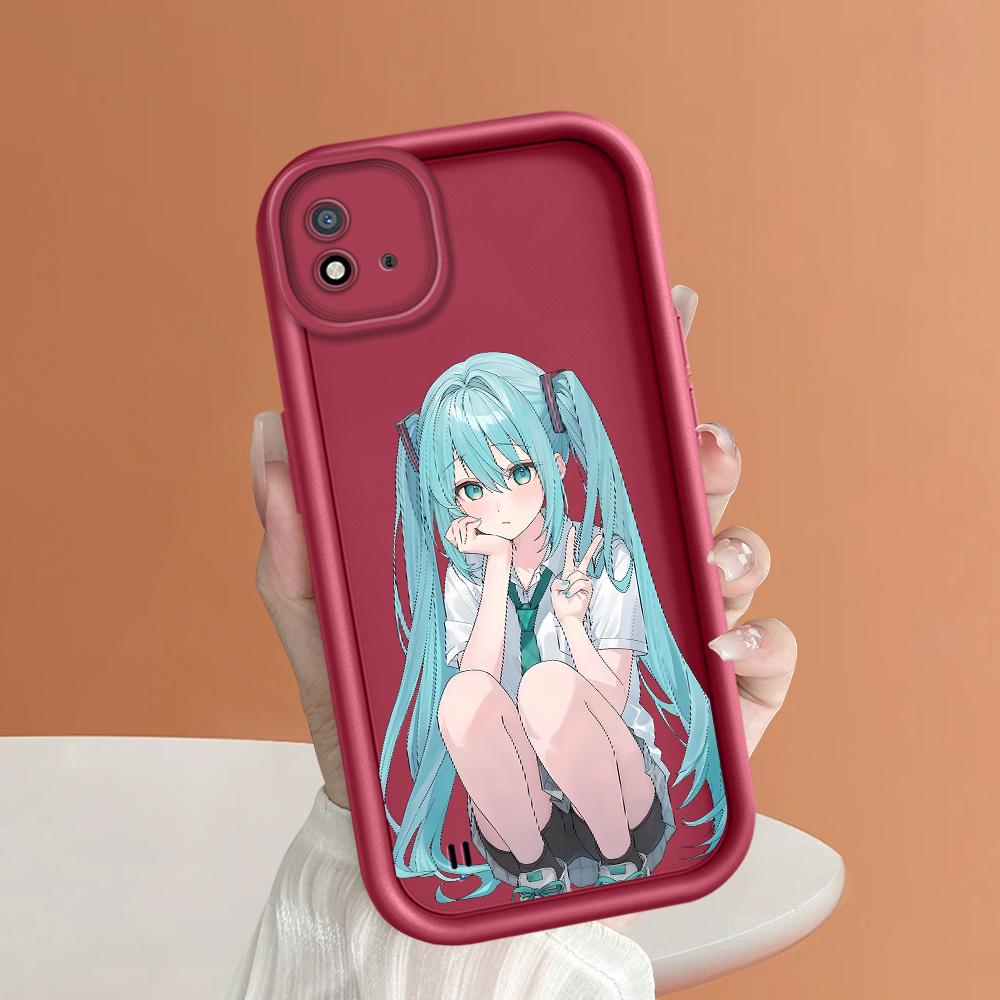 Soft Silicone Square Ladder Printing Pattern Phone Casing Full Cover Camera Shockproof Protection Rubber Case for OPPO Realme