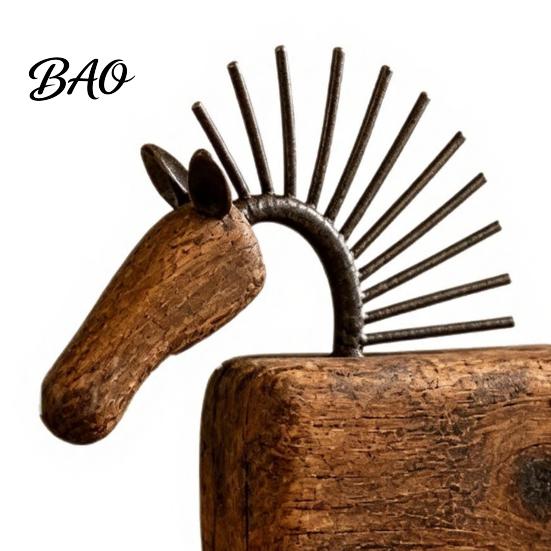 Vintage Horse Figurine Artistic Abstract Figurine, Rustic Statue for Desk Sculpture Tray Decoration, Farmhouse Animal Shape Home Office