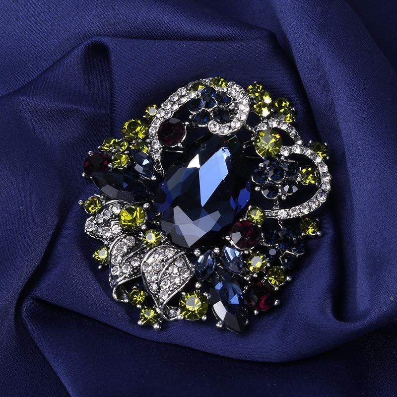 

Luxury Women Men Bohemian Style Fashion Elegant Crystal Brooches Pins Vintage Classic Banquet Party Jewelry Shiny Brooch Pin синій