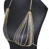 Damen Mode Strass Glänzend Legierung BH Brustkette Sexy Körperkette Gold
