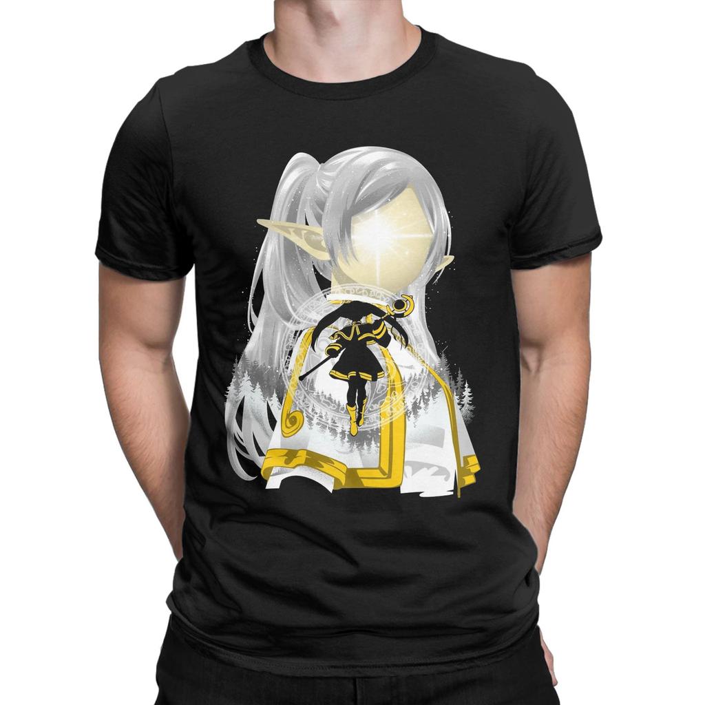 Sousou No Frieren Anime T-Shirts for Men  Fun 100% Cotton Tee Shirt Round Neck Short Sleeve T Shirt New Arrival Clothes