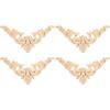 4pcs Wooden Onlay Applique for Furniture, Carved Wood Corner Decals for Mirror Bed Door Cabinet, Flower Shape Unpainted Wood Decor(12x12cm/4.7x4.7in)