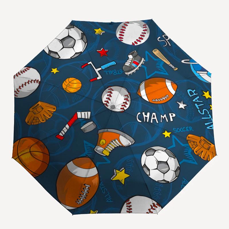 1pc Sports Champions Automatic Umbrella with 8-Rib Compact Design, Foldable & Portable for Outdoor Leisure, Everyday Use175