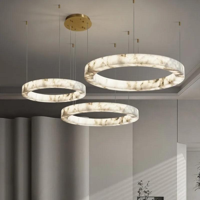 Modern Imitation Marble Pendant Light Resin Decor Lamps for Living Dining Room Bedroom Hotel Faux Marble LED Hanging Lighting
