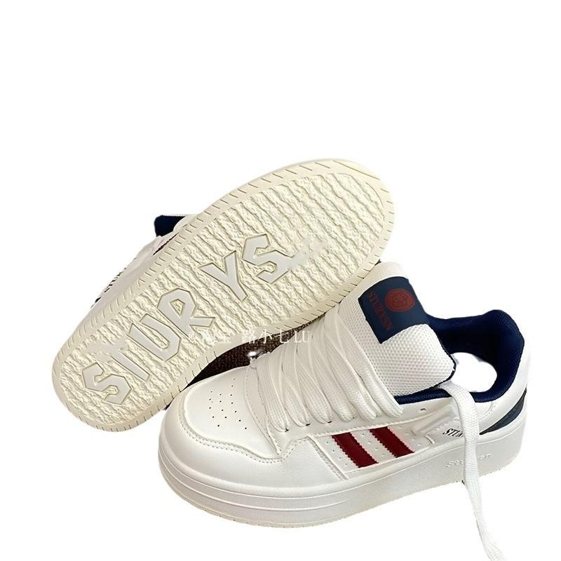 Burgundy Platform Bread Little White Shoes Women's Lightweight Round Head Student Versatile Skirt Height-increasing Couple Board Shoes