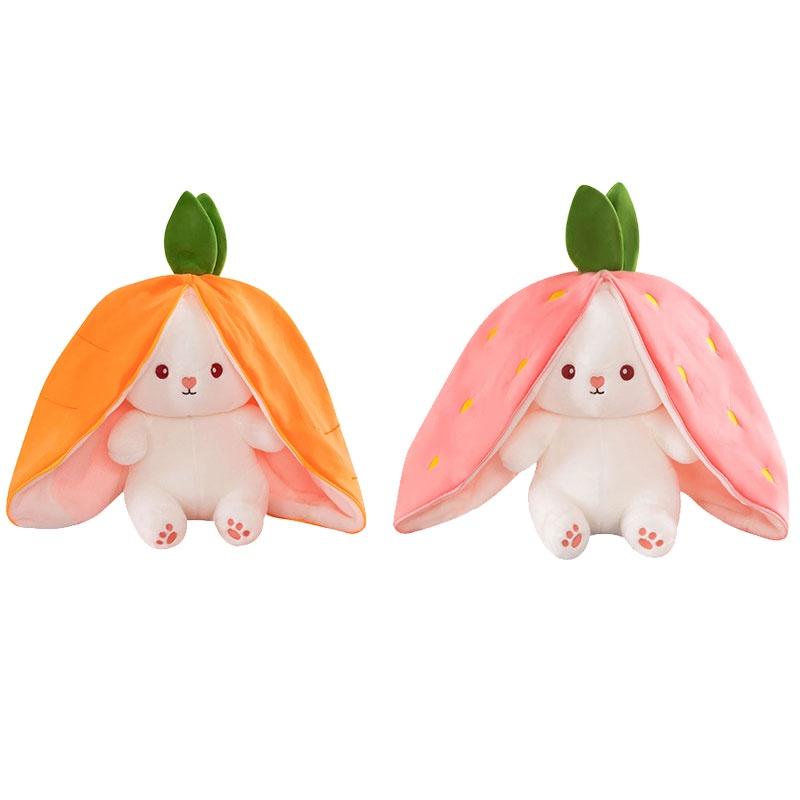 Creative Children's Bunny Doll-transforming Plush Toy With Carrot And Strawberry Options