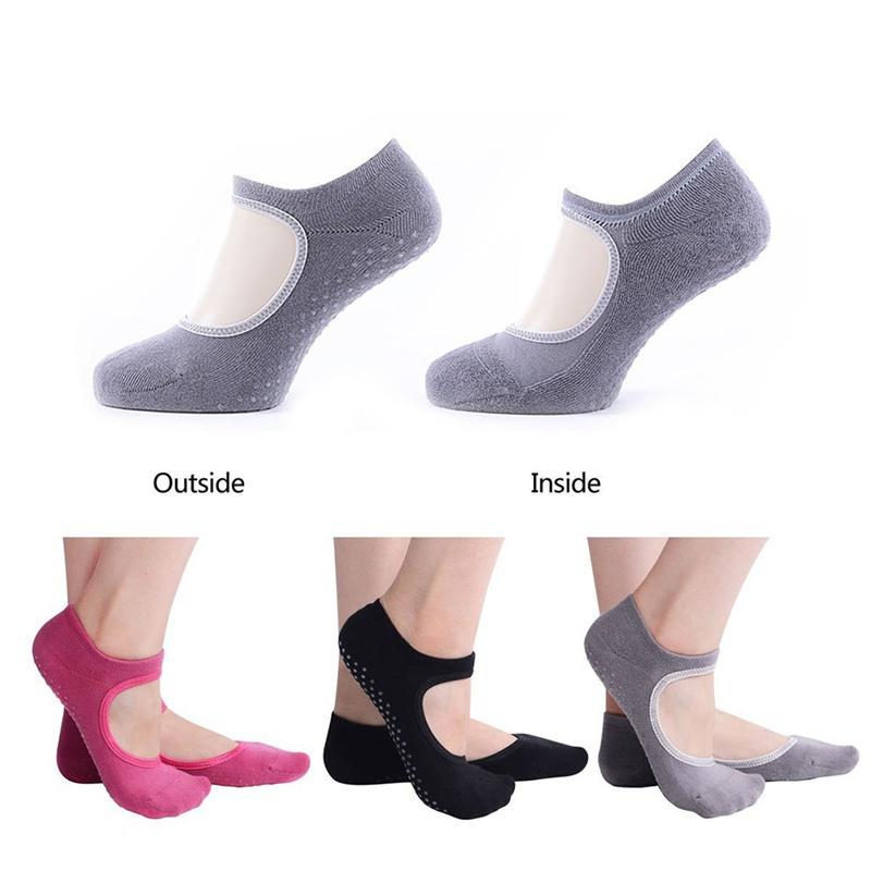 2 Pairs Yoga Non Slip Grip Socks-Pilates Fitness Safety-Antimicrobial BLACK