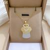 Imitation Jade Cheongsam Full Of Diamonds Fashionable Light Luxury Temperament Gorgeous Full Diamond Necklace Women'S Versatile Collarbone Chain