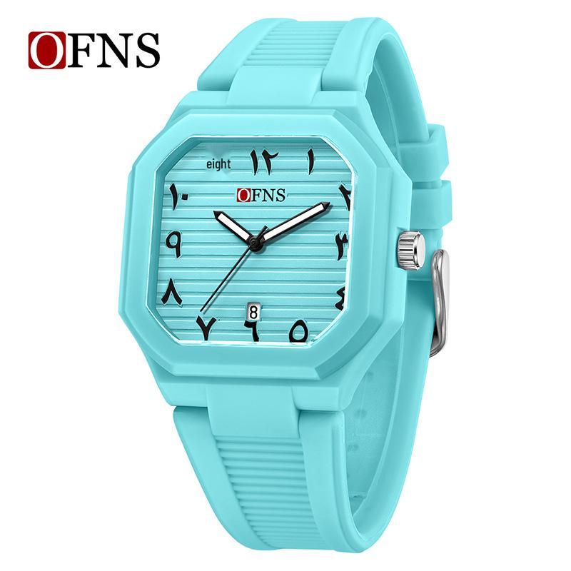 OFNS Quartz Watch: Student Style, Calendar, Square Dial, Arabic Numerals, Luminous, Waterproof, Middle Eastern Bestseller