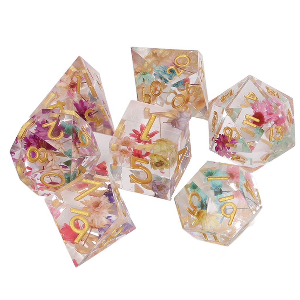 7pcs Resin Role Playing Game Dice Men Women Portable Exquisite Polyhedral Dice Set for Holiday
