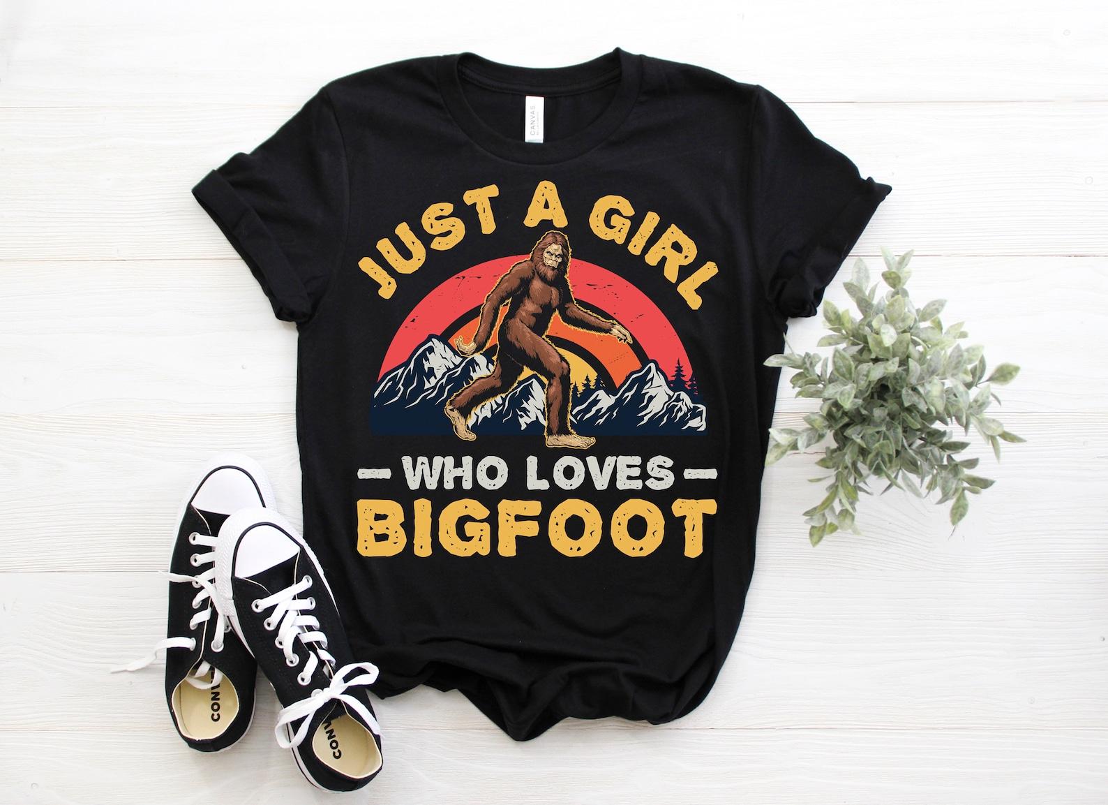 Just A Girl Who Loves Bigfoot Vintage T-Shirt, Undefeated Hide And Seek Champion Tees, Sasquatch Yeti, Bigfoot Believe Festival Lover Gift, 110