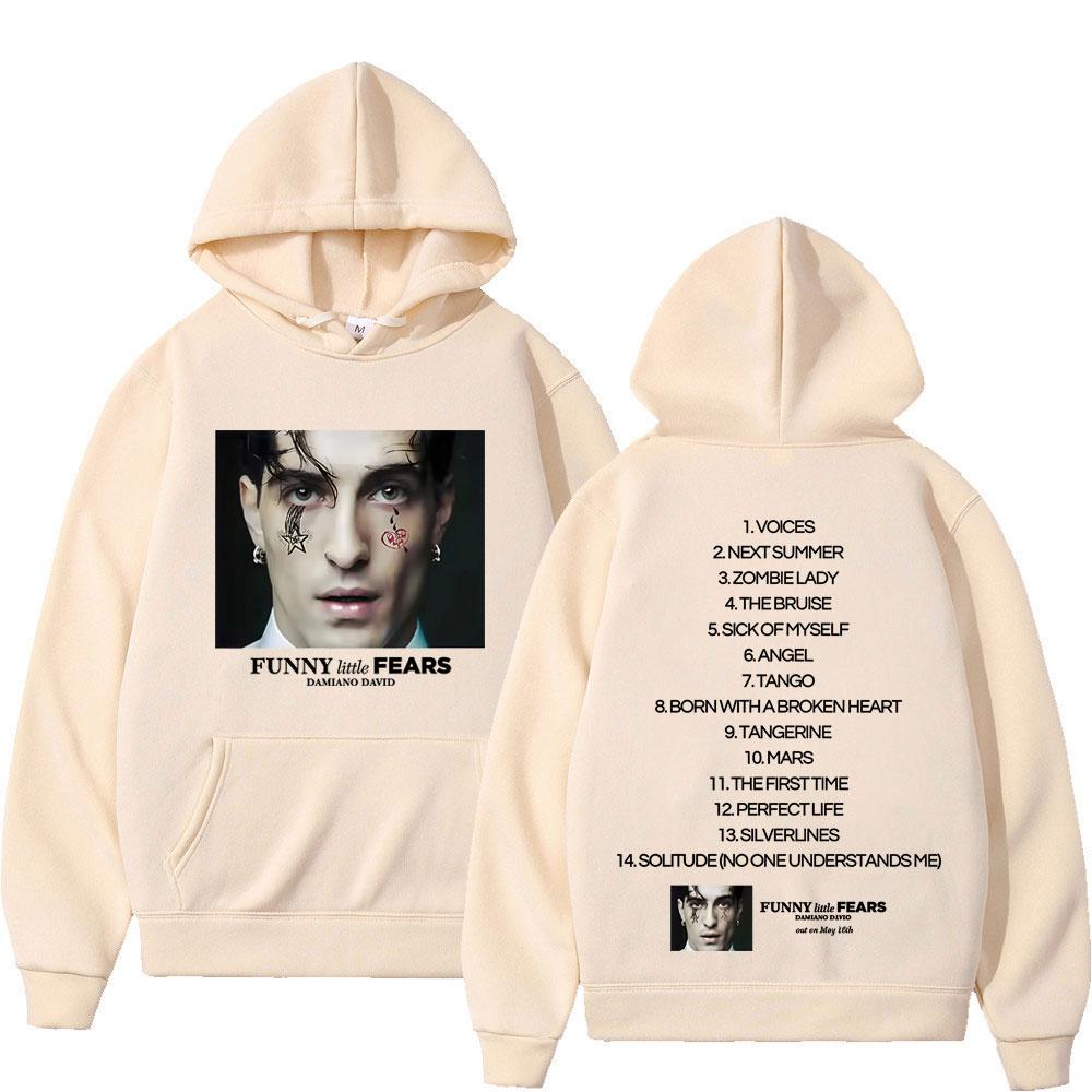 FUNNY Little FEARS Album 2025 Damiano David Hanorac Imprimat pe Ambele Părți Modă Bărbați Pulover Oversized Fleece Casual