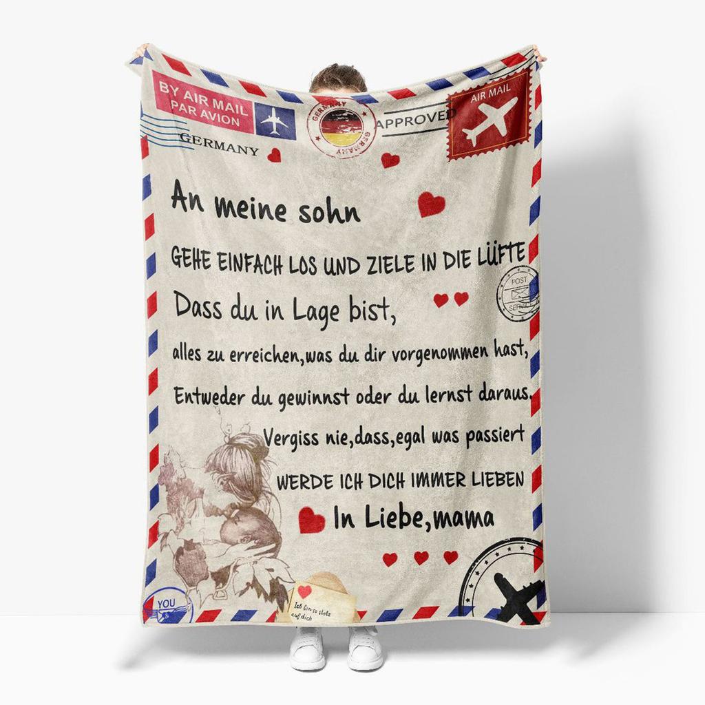 Letter Gifts Digitalprinted Polyester Bedroom Velvet Flannel Soft Sofa Cover Blanket Fleece Soft Sofa Cover Blankets for Beds