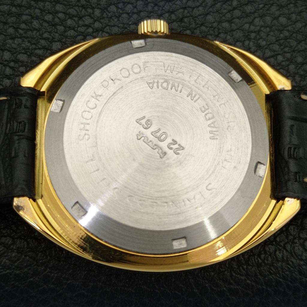 VINTAGE HMT KANCHAN 6501 AUTOMATIC INDIAN MENS GOLDEN COLOR DIAL WATCH A441013-4 HT-a441013