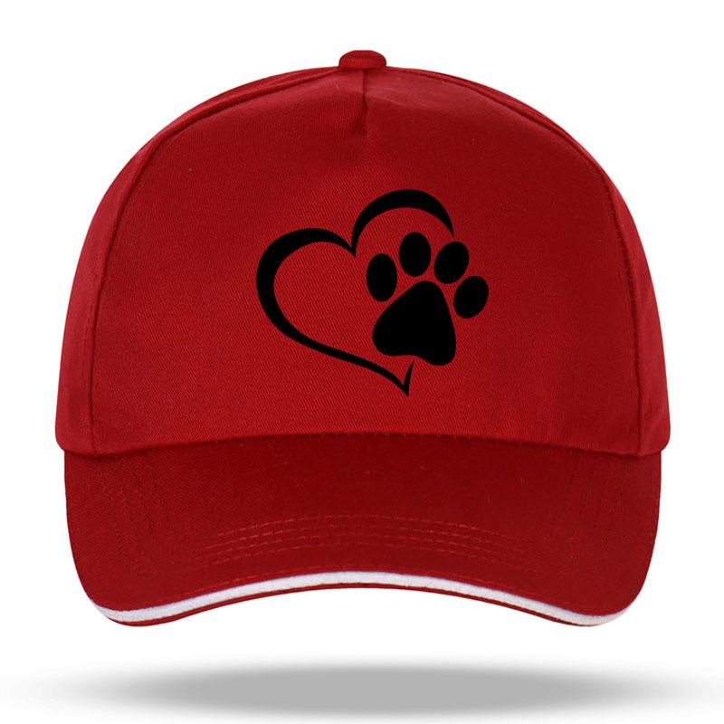 Neue Unisex Damen Mode Niedliche Hundepfote mit Pfirsichherz Baseballkappen für Hip Hop Baumwolle Trucker Cap Bone Papa Hüte