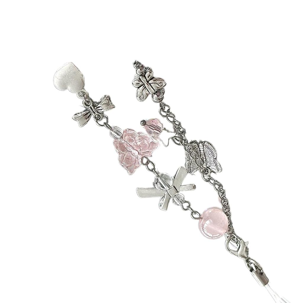 Korálkový přívěsek na klíče z akrylové slitiny Stylový přívěsek na telefon pro ženy Dívky Elegantní přívěsek na klíče Dárek Módní taška Příslušenství