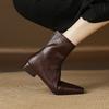 Mote 2025 Nye Høst Dame Støvletter Firkantet Tå Lav Hæl Støvletter for Damer Delt Skinn Dame Sko Retro Vinter Ankelstøvletter Damesko
