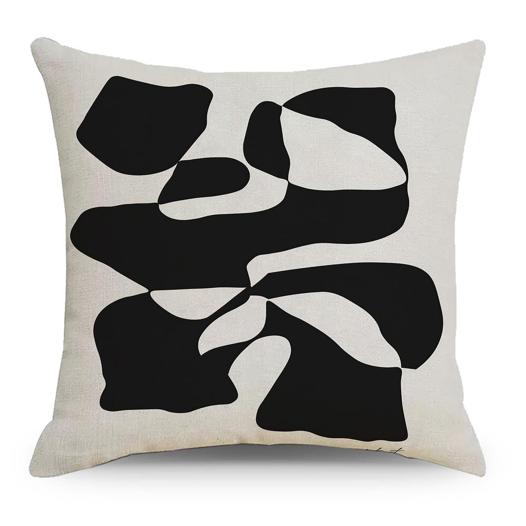 Nordic Abstract Linen Pillowcase Simple Black and White Ins Household Goods Sofa Bedside Car Pillow Cushion Cover