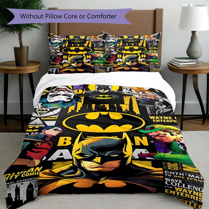 3pcs Duvet Cover Set (1*Duvet Cover + 2*Pillowcase, Without Core),Superheroes Print Bedding Set, Bedroom Decor, All‑Season, Birthday Gift