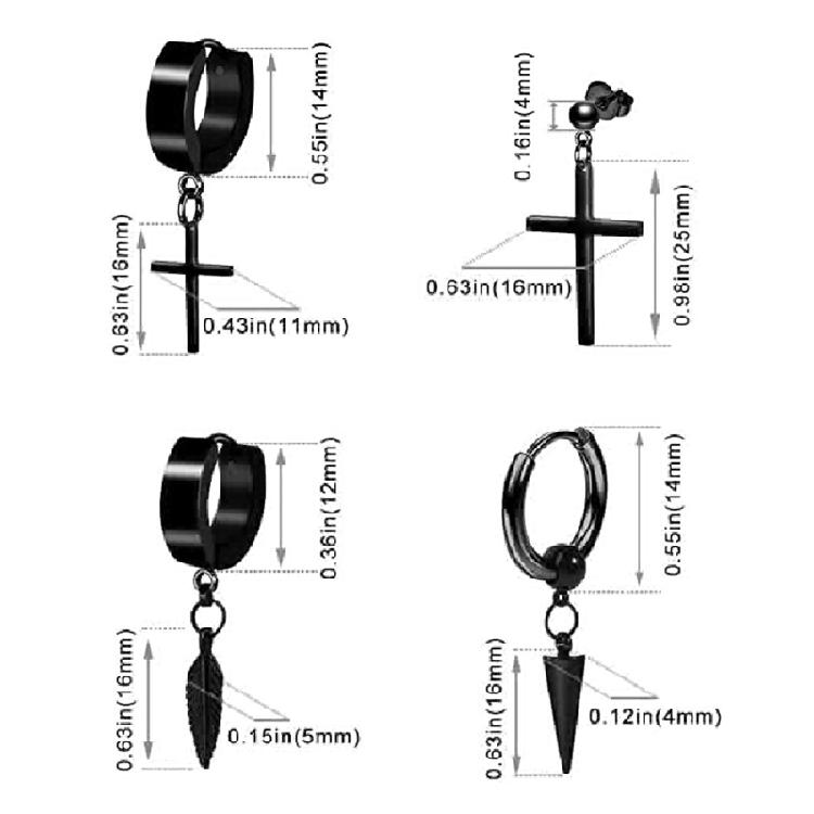 12Pair Stainless Steel Piercing Hoop Earrings for Unisex Ear Jewelry Piercing