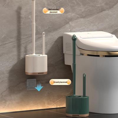 Luxury Wall-Mounted Quick-Dry Toilet Brush Set with Base for Cleaning Bathroom Corners