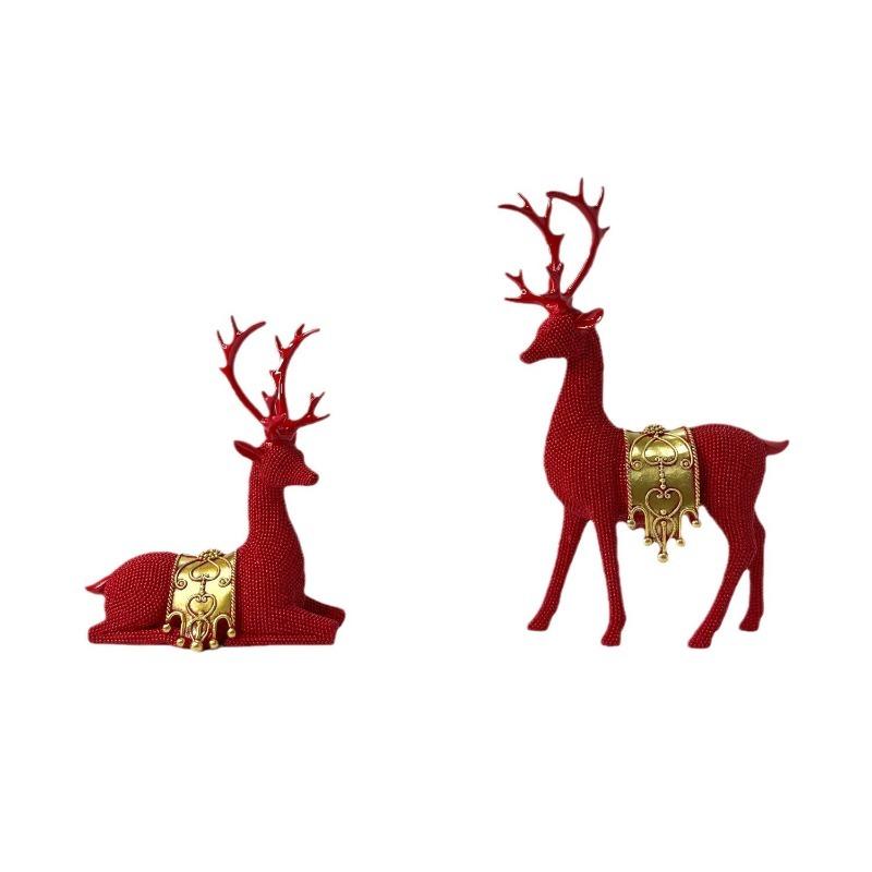 European Style Minimalist Christmas Bead Deer Ornament Simulation Resin Home Holiday Desktop Decoration Ornament