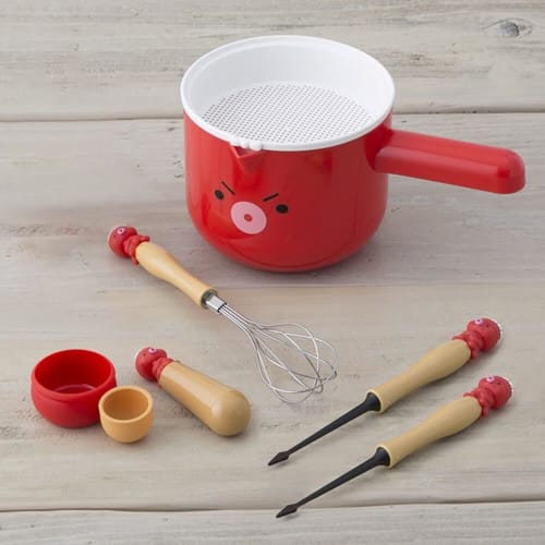 KAI Takoyaki Tools Set of 5, 2 Picks, Kitchen Paper, Oil Drilling, Powder Sprinkling, Ball Dispenser