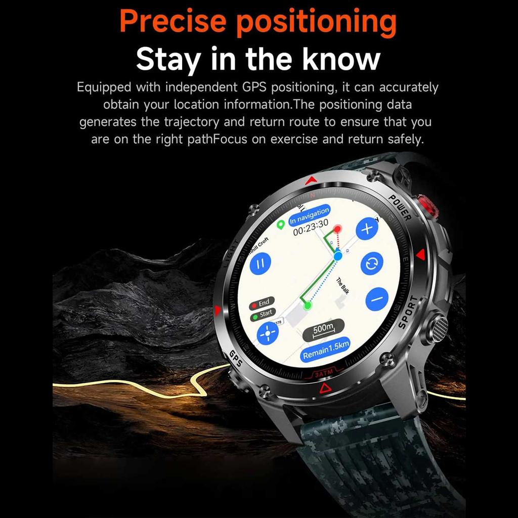 2026 New GPS Map Navigation Smart Watch Men Women Amoled Screen 3ATM Waterproof Sport SmartWatch Compass NFC BT Call Watches Men