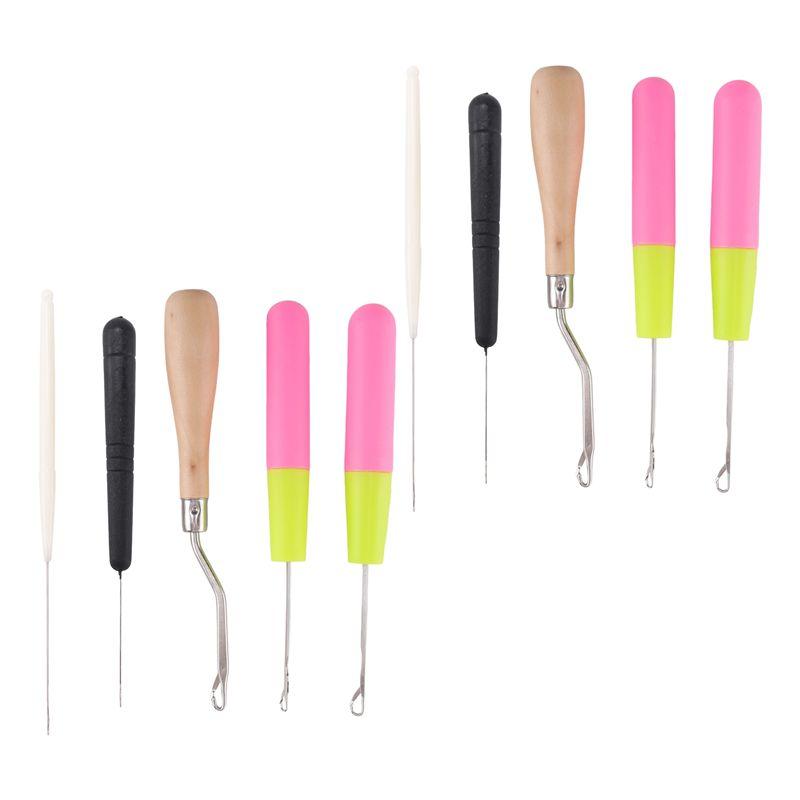 

M-Modern-Bent Latch Hook Crochet Needle Hook, Include Wooden Bent Latch Hook Plastic Curl Crochet Needle For Hair Carpet Making