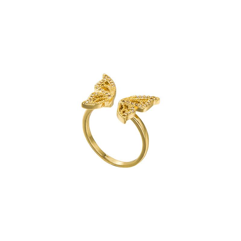 New Design Rhinestone Butterfly Adjustable Opening Ring Luxury Party for Women Inlaid Zircon Butterfly Ring Fashion Jewelry