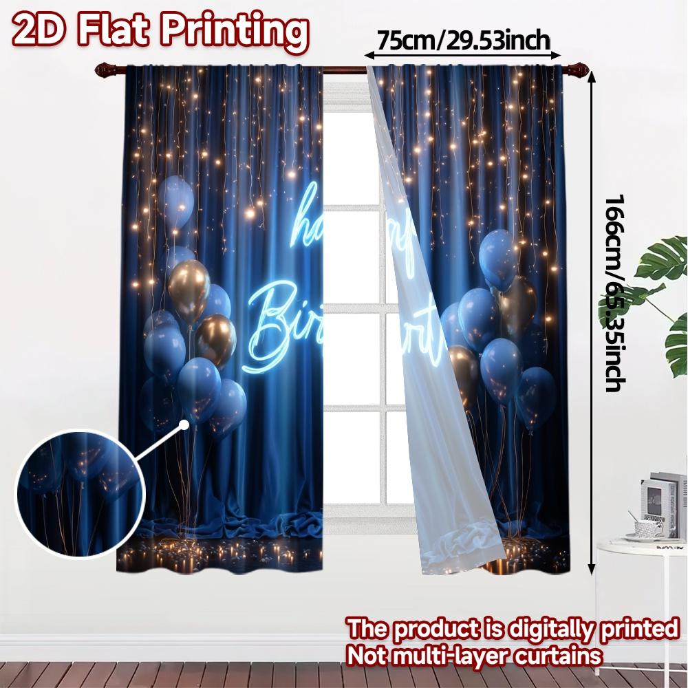 2pcs   2D FLAT PRINTING Curtains (Without Rod) Birthday Bliss Chic Chic Curtain Versatile Fabric Curtains Decorations Use for