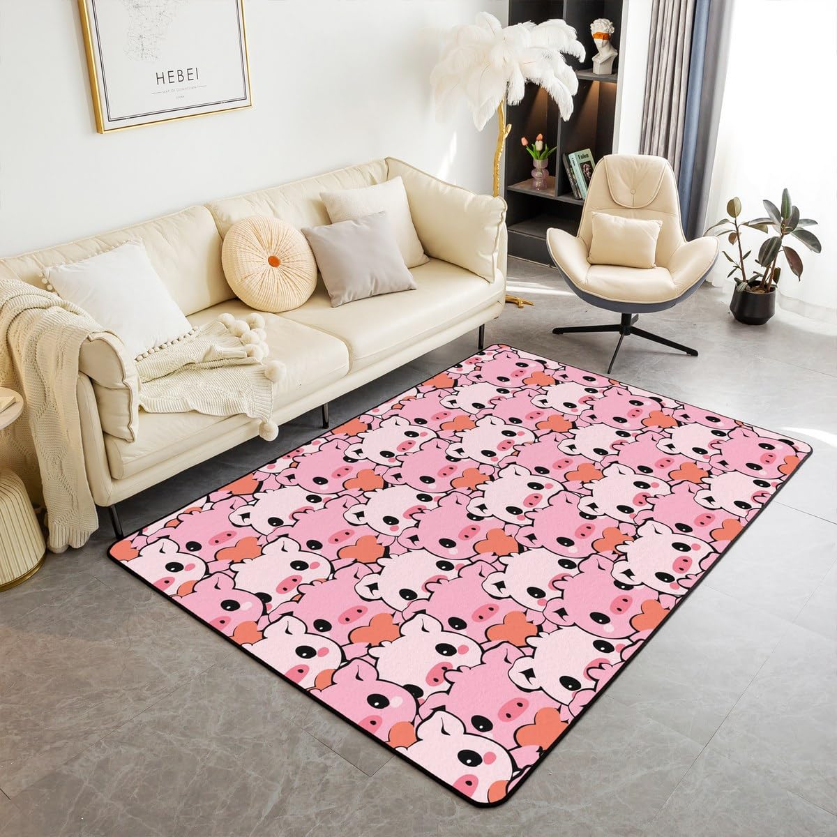 

Erosebridal Jungle Animals 3 X 5 Area Rug,Woodland Zoo Animal Living Room Rugs,Cartoon Wildlife Safari Decorative Carpet Wild Tree Mountain 160cm x 200cm