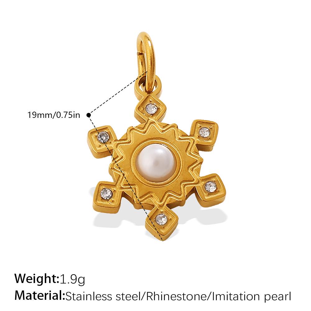 18K Gold-Plated Stainless Steel Moon Heart Diamond Pendant for DIY Jewelry