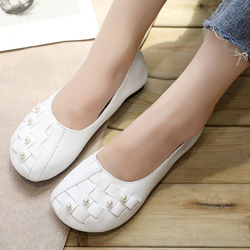 Fashion Retro Pearl Summer Round Toe Women's Flat Mary Jane Shoes Chic Point Wholesale High Quality Fashion Y2k Slip-on Ladies Footwear