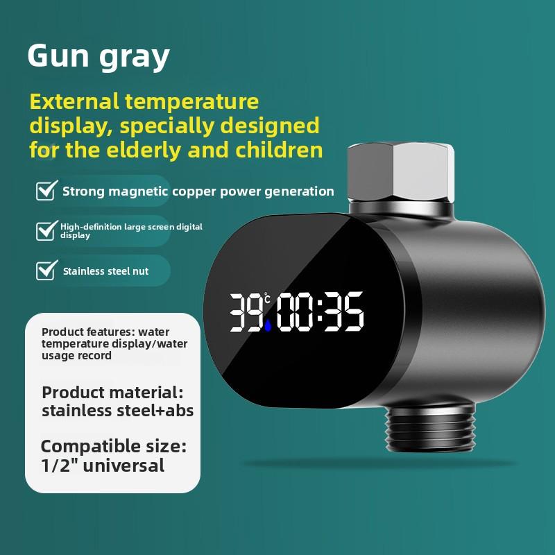 Shower LED Water Thermometer with Temperature Display, 0-99°C Range Stainless Steel ABS PC, Leak-Proof 1/2 Inch Thread
