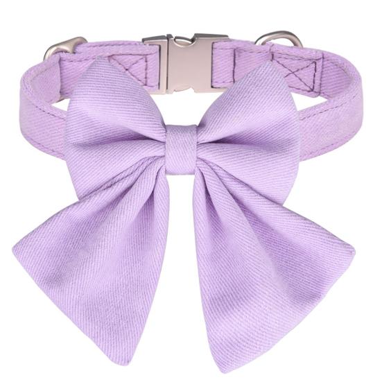 

Ошейник для собаки может быть выгравирован, однотонный бант, регулируемый ошейник для щенка, домашнее животное M фиолетовый