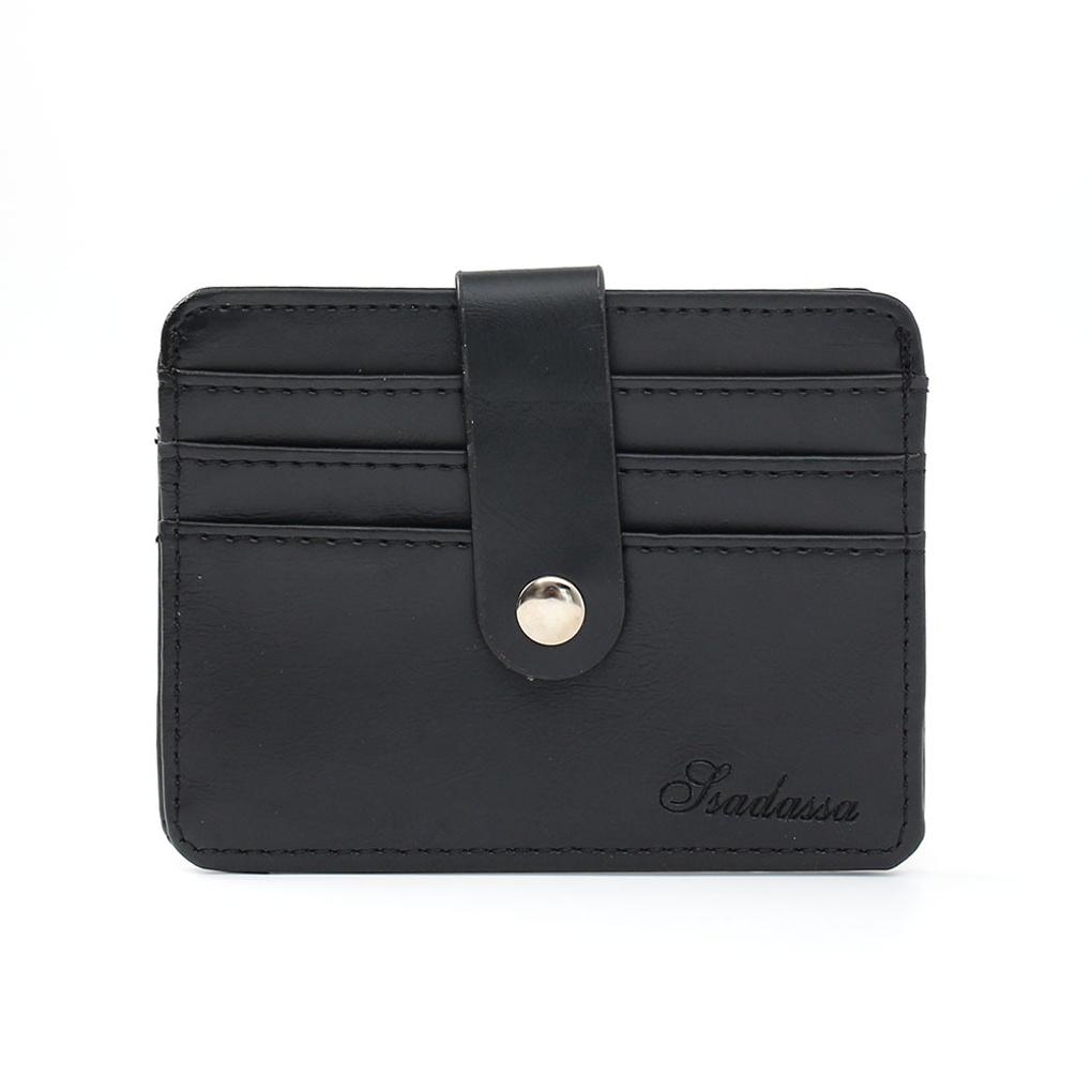 Reverse Faux Leather Card Wallet (Black) Card Holder Pocket Wallet