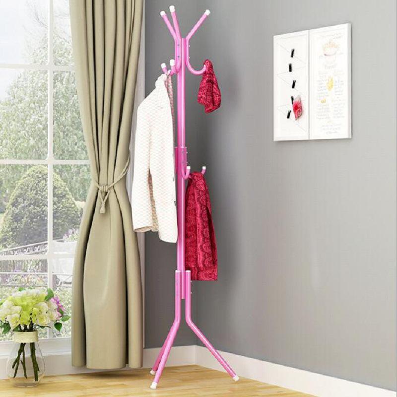 Sleek Wrought Iron Clothes Rack: Minimalist Floor-Standing Design for Easy Assembly