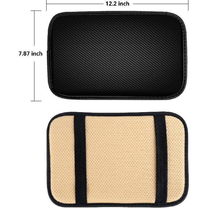 Amiss Car Center Console Pad, Universal Waterproof Car Armrest Seat Box Cover, Car Interior Accessories, Carbon Fiber PU Leather Auto Armrest Cover