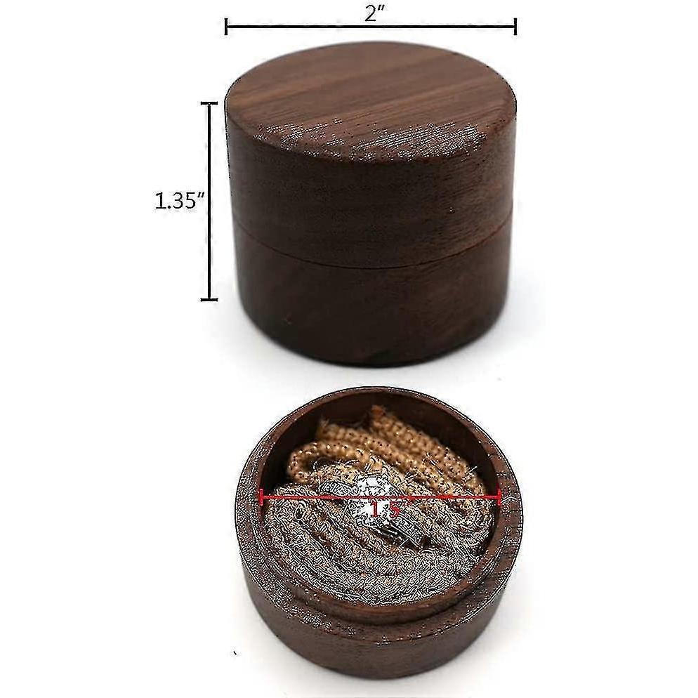Jewelry Ring Box, Small Earring Display Gift Box, Wooden Keepsake Box, Round Wooden Ring Boxes With Detachable Lid For Proposal, Engagement, Birthday