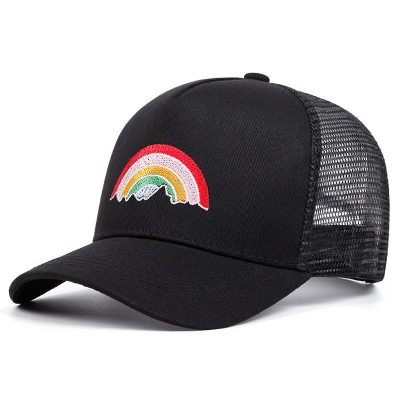 Rainbow Embroidery Baseball Cap Outdoor Sports Mesh Cap Summer Shading Breathable Mesh Cap Xiyin adjustable 55-61cm