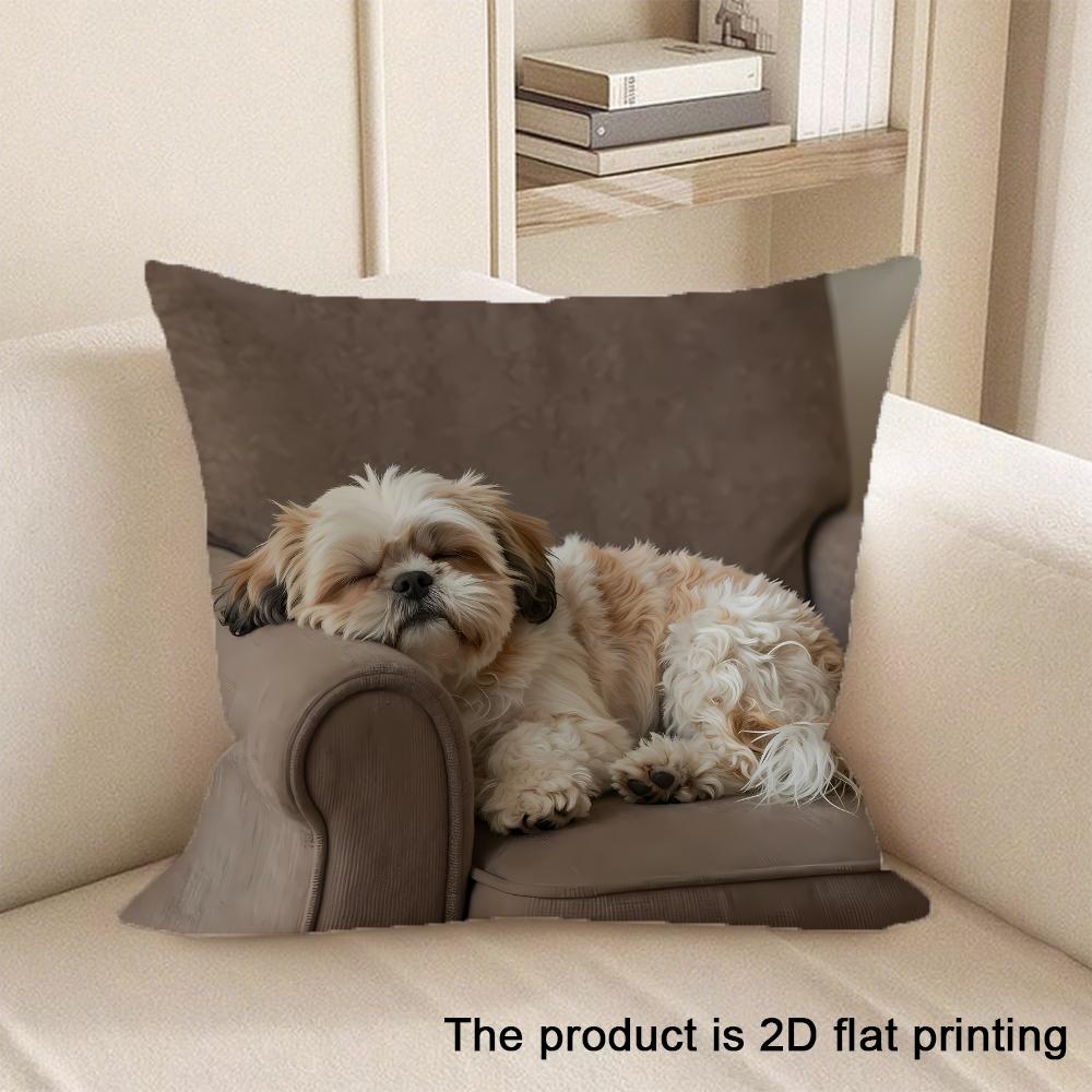 1pc Cute Pet Pattern 2D Flat Printing Pillowcases Sofa cushion cover home bedroom room decoration