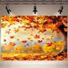 2D Nature Autumn Tapestry, Falling Red & Orange Maple Leaves Wall Cloth