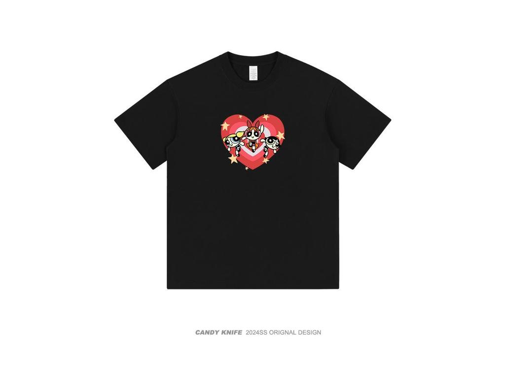 Y2K Anime Graphic Tee: Crew Neck, Short Sleeve, Pure Cotton, Unisex College Style