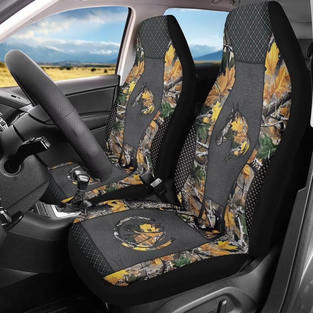 Bulopur Black Boho Floral Car Seat Covers Front Seats Only for Women Men Seat Covers w/Organizer Pocket for Cars SUV Truck Sedan