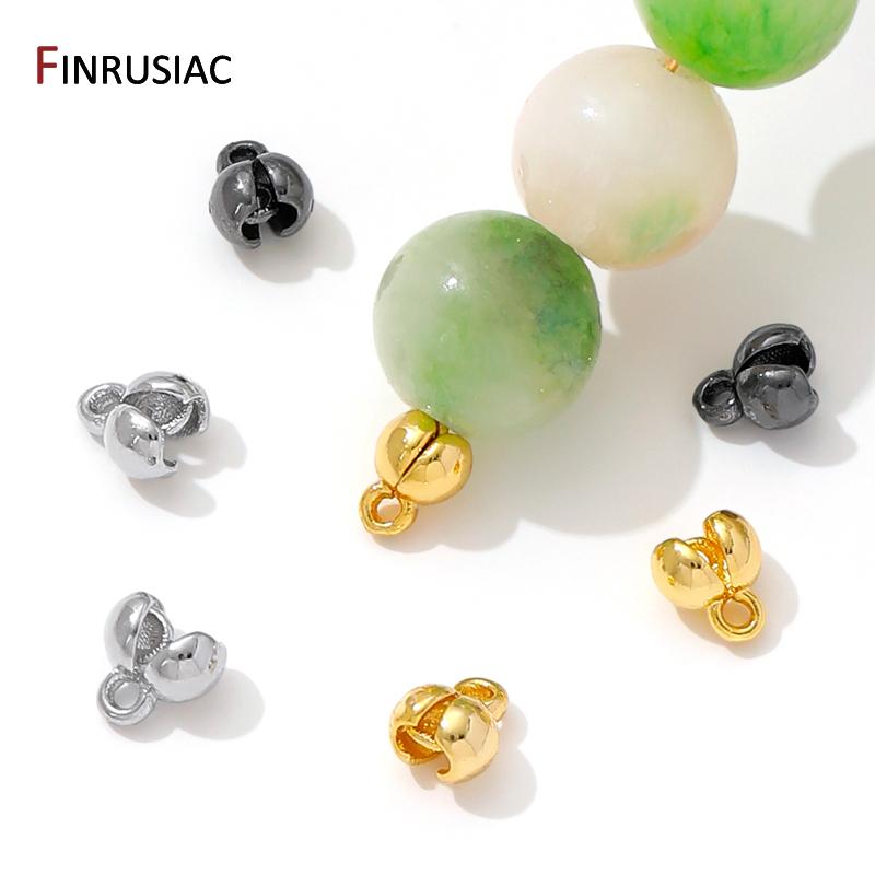18K Gold Plated Brass End Crimp Beads For Jewelry Making,DIY Bracelets Accessories,Bead Tip Connectors For Jewelry Supplies