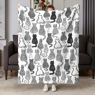 Katzen-Silhouette Flanelldecke - Weich Warm & Allergikerfreundlich | Couch/Bett/Reise, Geschenkidee