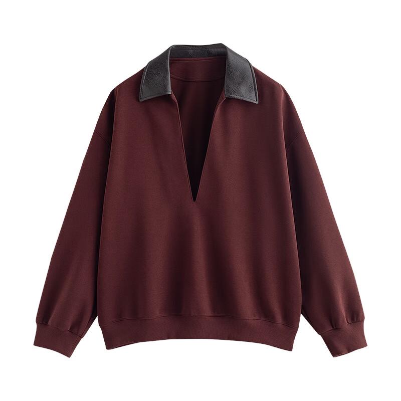 Chuyu Women's Spliced Lapel Deep V-Neck Sweatshirt