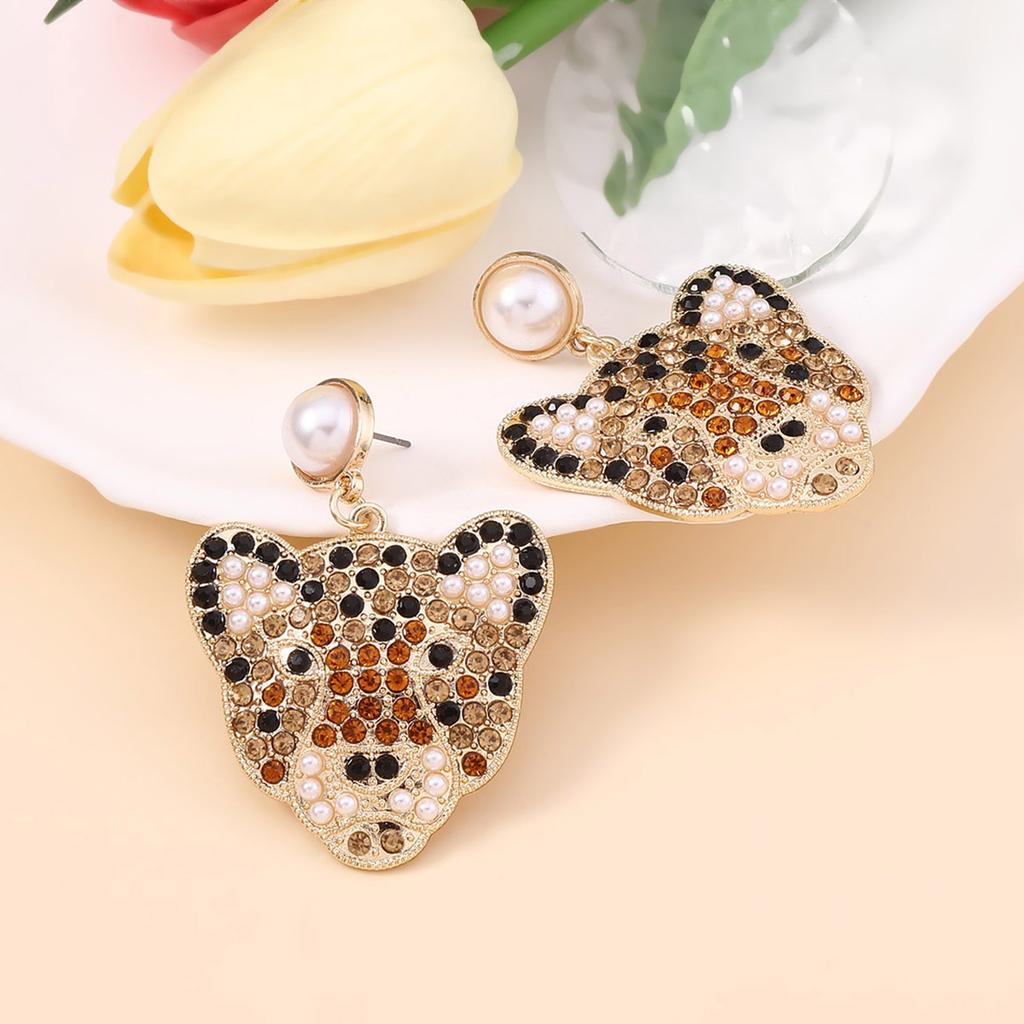 Simple and personalized full diamonds, Europe and the United States cartoon cute kitten earrings, women's dinner earrings