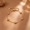 Luxury Rhinestone Titanium Steel Bracelet Set: Four-Leaf Clover & Heart Rhombus Versatile Women's Jewelry